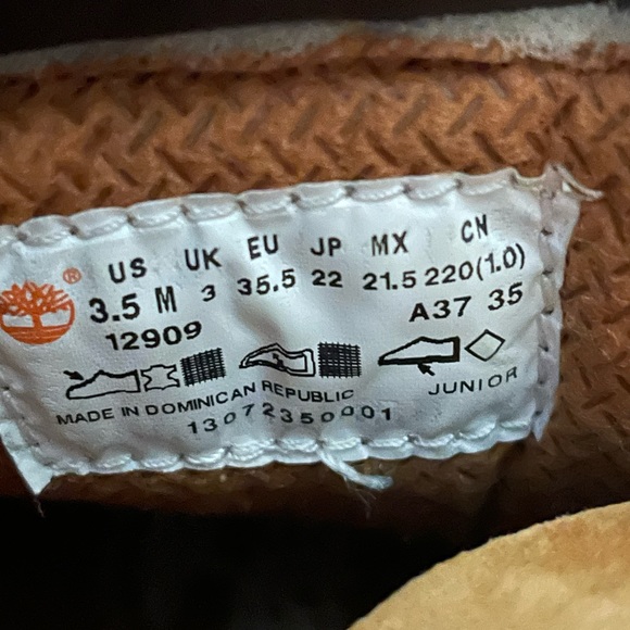 Big Kids Timberland 6" FOLKSTONE Boots Junior size 3.5M camel Waterproof - Picture 10 of 15